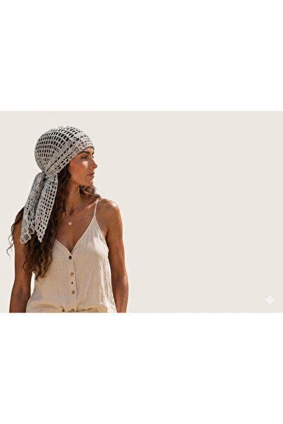 El örgüsü Megahan Kadın El Yapımı File Saç Band,el Örgü Bandana Retro Plaj Sa...