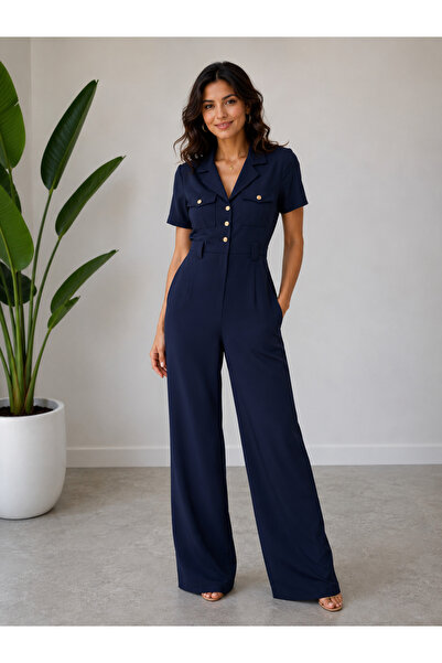 Eslem Bulut Boutique Kadın Düğmeli Cep Detaylı Tulum