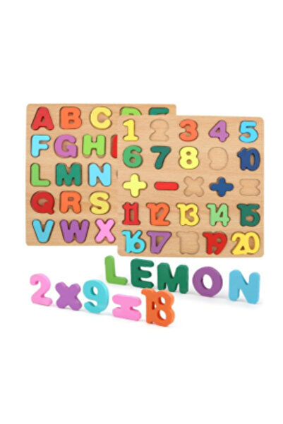PlayFun Puzzle incastru 3D cifre si semne matematice, din lemn, 20×20 cm 6511...