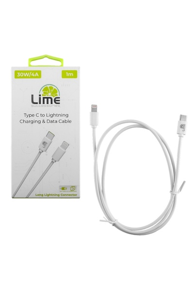 Lime&co Lime LCL03 Λευκό Kαλώδιο USB Type-C σε Lightning Long 4.0A, 1m για φό...