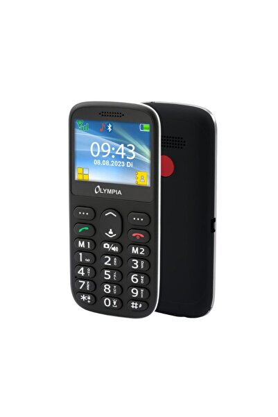 Olympia SUN (2222) Μαύρο κινητό τηλέφωνο Bluetooth με μεγάλα κουμπιά, USB-C, ...