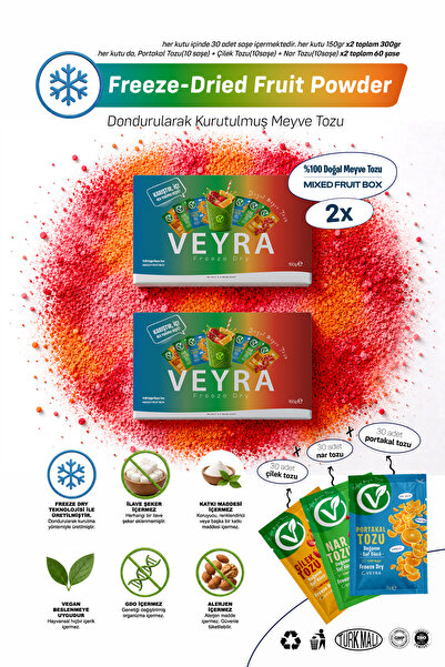 VEYRA 300 GR Kurutulmuş Meyve Tozu | Mixed Fruit Box 30'lu Meyve Tozu [2'li P...