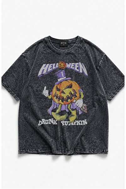 Fuddy Moda Unisex Helloween majica sa otiskom pijane bundeve, periva majica s...
