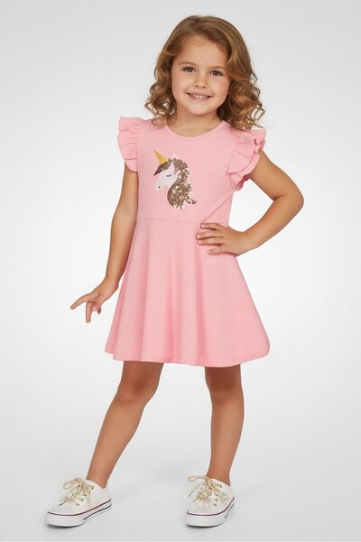 Young Hearts Toddlers Girl 3 Pcs Graphic Print Dress With Headband, Multicolor