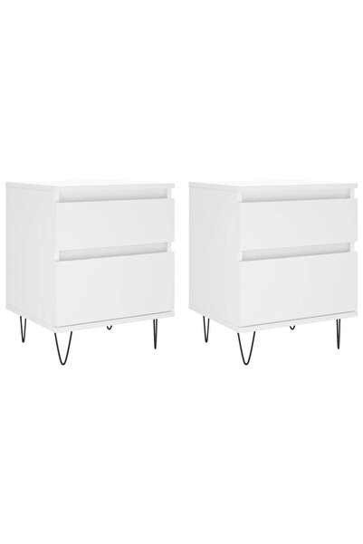 vidaxl Noptiere, 2 buc., alb, 40x35x50 cm, lemn compozit