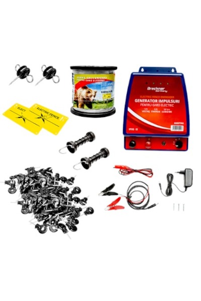 OEM Kit complet gard electric, lungime fir 1000 m, tensiune 12v/220v, 4.8 jou...
