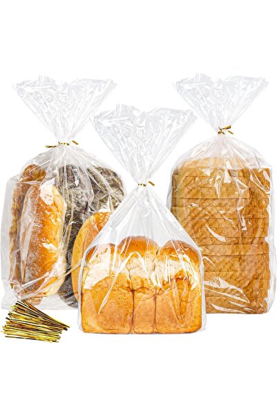 Arabest 100 Pack Plastic Bread Bags,Clear Sourdough Loaf Bags with Ties,Airti...