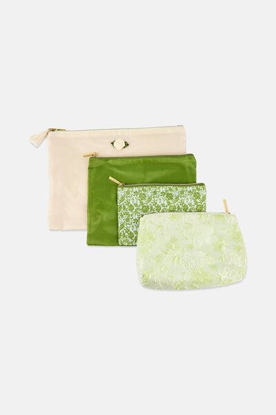 Ellen Tracy 4 Piece Floral Print Travel Pouch Set, Multicolor