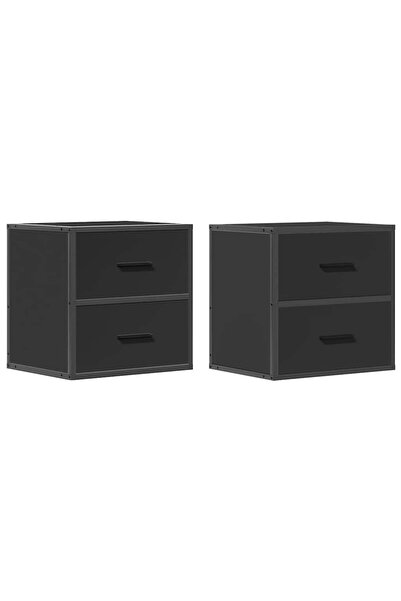 vidaxl Noptiere de perete, 2 buc., negru, 40x31x39,5 cm