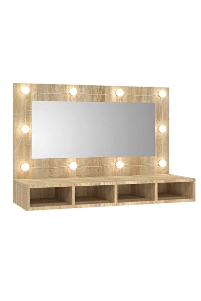 vidaxl Dulap cu oglindă și LED, stejar sonoma, 90x31,5x62 cm