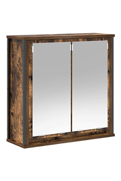 vidaxl Bathroom cabinet with mirror, smoked oak, 60x21x60 cm