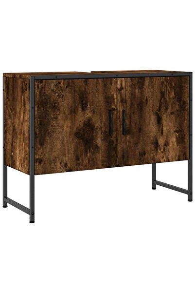 vidaxl Dulap chiuveta de baie stejar fumuriu 80x33x60 cm lemn compozit