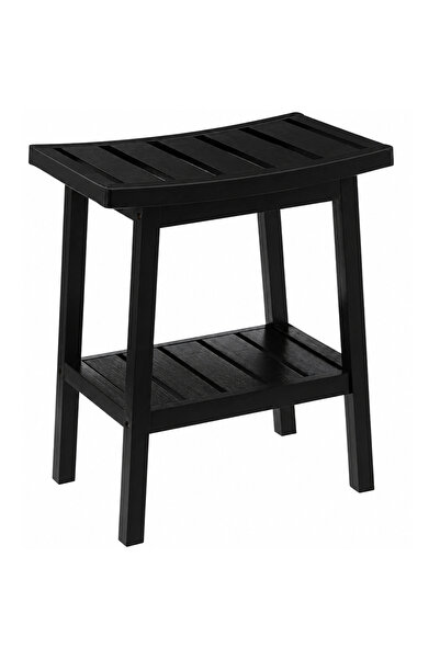 SERSIMO Scaun de baie 5Five Bambou cu raft inferior, bambus, 40x25x46 cm, negru
