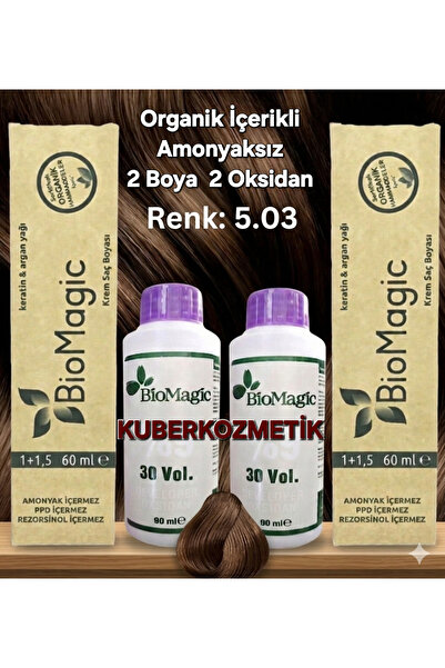 BIOMAGIC 5.03 Fındık Kabuğu Organik İçerikli Amonyaksız Kalıcı Kokusuz Saç Bo...