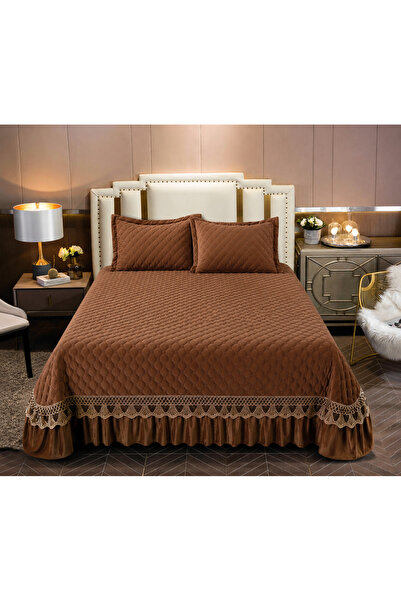 Lenjeria Pufoasa Duvet cover and 2 pillowcases, Quilted Velvet and Gold Embro...