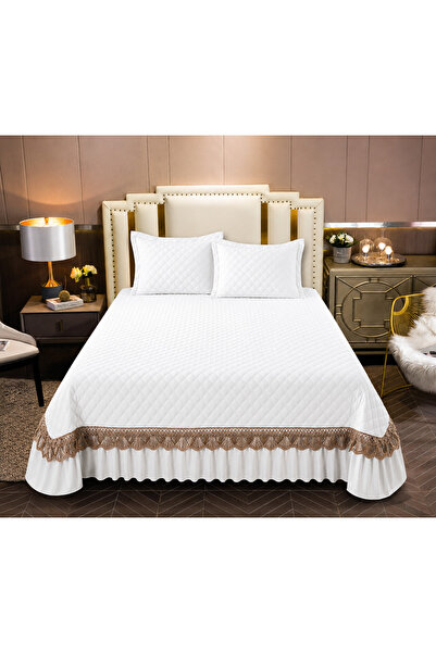 Lenjeria Pufoasa Duvet cover and 2 pillowcases, Quilted Velvet and Gold Embro...