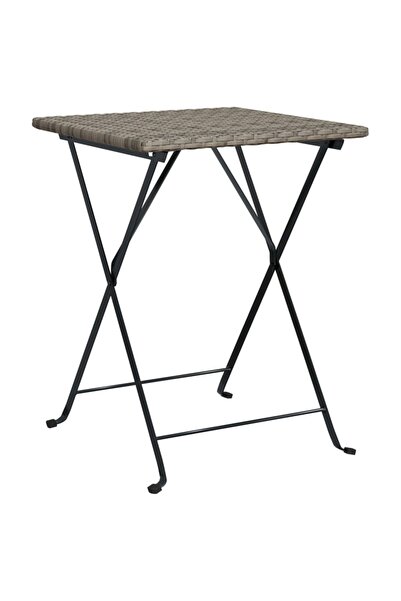 vidaxl Folding bistro table, grey, 55x54x71 cm, polyrattan