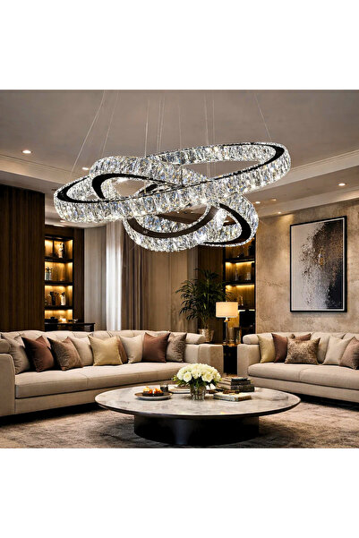 LightPlanet Lustra LED Cristal 3 Segmente ⌀80/60/40cm Echivalent 1000W Teleco...