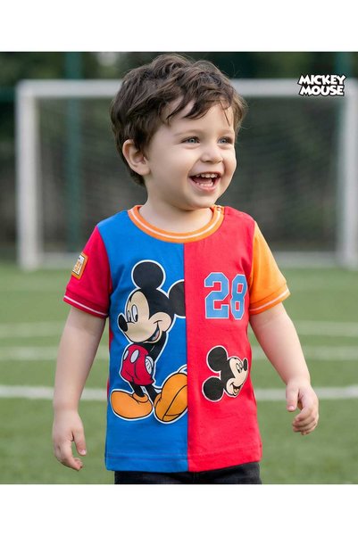 Babyhug Disney Single Jersey Knit Half Sleeves Cut & Sew T-Shirt with Mickey ...
