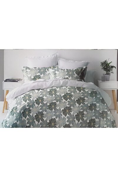 MILANO COLLECTION Double Bed Linen Top Bottom Set 100% Cotton 51209 C1 Grey/G...