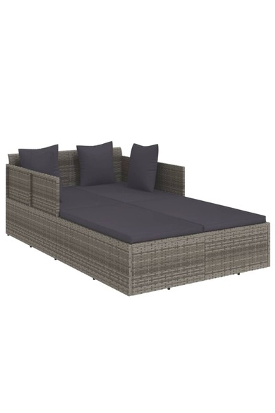 vidaxl Șezlong cu perne, gri, 182x118x63 cm, poliratan