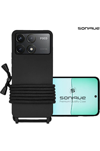 Other Θήκη σιλικόνης με κορδόνι μεταφοράς Sonique Xiaomi Poco F6 Pro 5G Μαύρο