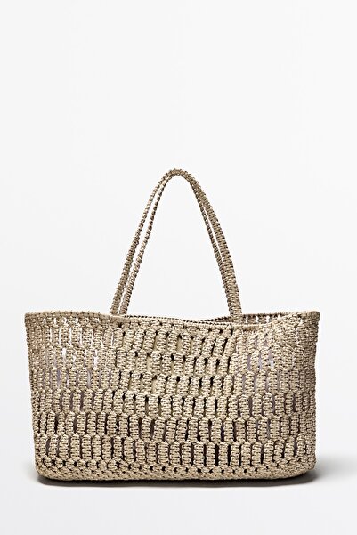 Massimo Dutti Napa deri örgülü shopper çanta