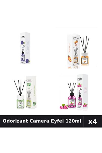 Eyfel Set 4 Odorizant Camera cu Betisoare 120ml - Zambile, Piersica, Iasomie,...