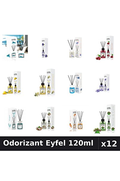 Eyfel Set 12 Odorizante Camera cu Betisoare - 12 Arome Asortate, 120ml
