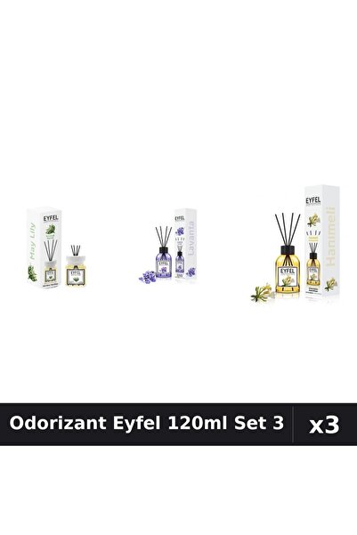Eyfel Top Bottom Set of 3 Room Air Fresheners with Reeds 120ml - Lily of the ...