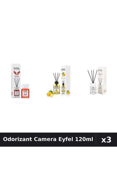 Eyfel Set 3 Odorizante Camera cu Betisoare - Red Dragon, Lamaie, Bumbac 120ml