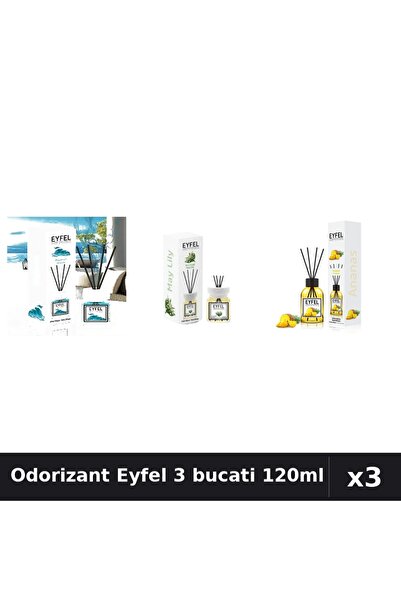 Eyfel Top Bottom Set of 3 Room Air Fresheners with Sticks - Ocean, Lily of th...