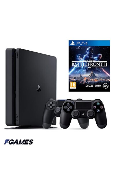Sony Κονσόλα Playstation 4 Slim Ps4 1tb + Δύο Χειριστήρια + Star Wars Battlef...