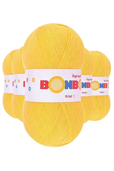 atastore2017 5 Pieces of Crystal Hand Knitted Yarn Yellow 98217 - Bonbon Mudanis
