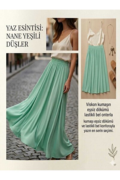 Yeliz karaçay Yeşil uzun kloş etek
