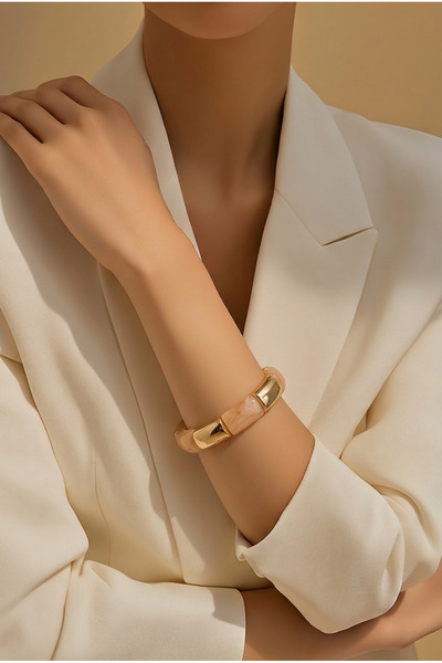 AYLAKAYA Beige (Honey Foam) Flexible Bone Gold-Plated Bracelet