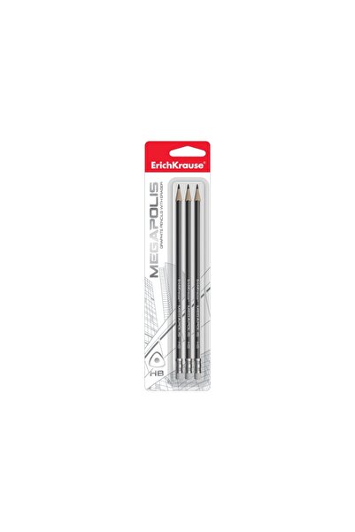 Erich Krause Triangular pencil with eraser Megapolis HB EK 3 pcs/blister