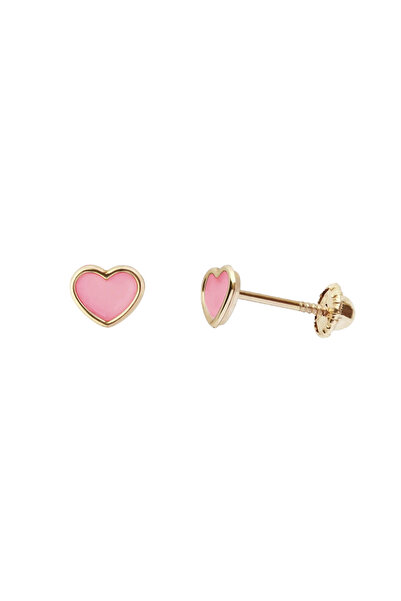 Lisa&Co. Cercei Aur cu filet Pink Enamel Heart Aur galben