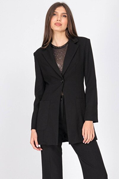 ROHBOUTIQUE Office blazer with pockets in Black Aimelia JR661