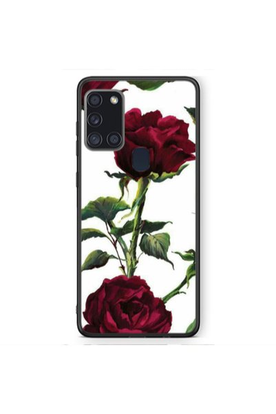 Other Samsung A21S Stemmed rose Black Glossy Θήκη