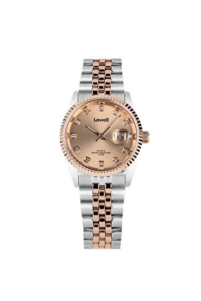 loweel Γυναικείο Ρολόι Lowell Stainless Steel 34mm δίχρωμο(άσπρο-ροζ) Bracelet