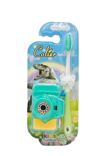 colier Kids Ultra Soft Toothbrush with Toy – Camera & Cat Set