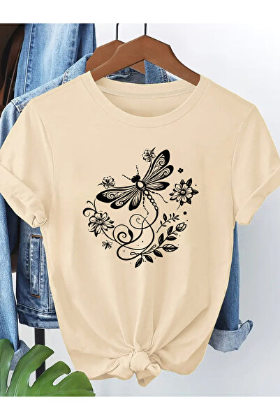 mercoledi Women's Mix Printed Crew Neck Regular Fit T-Shirt