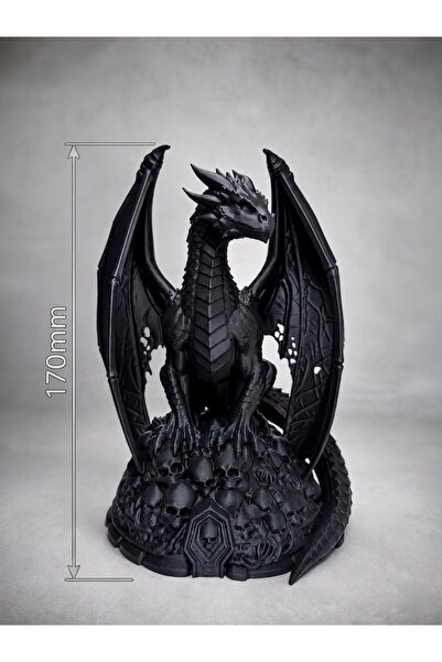 mekatris3d Mekatris Necro Ejderha Kafatası Tahtı Figürü - 17 cm Gotik Ejderha...