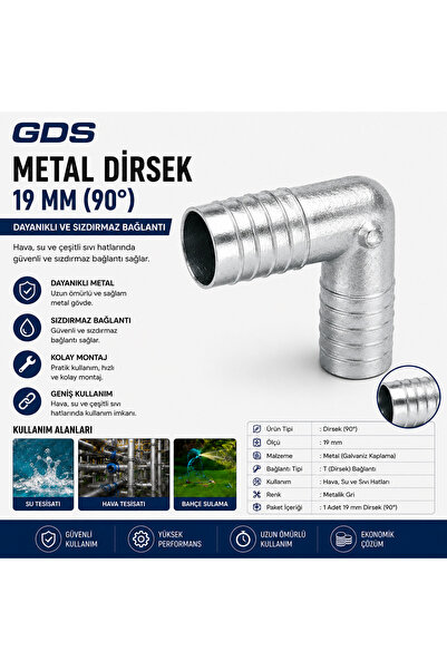 GENERAL Gds 19 mm Metal Elbow Hose Connector 90 °   Galvanize