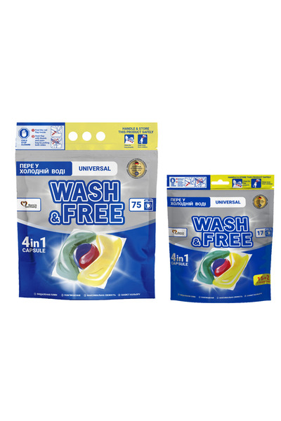 Wash & Free Pachet promoțional - Capsule universale de detergent pentru rufe ...