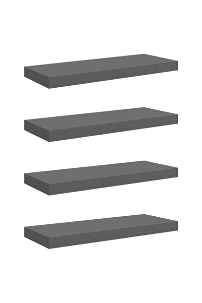 vidaxl Wall shelves, 4 pcs., high-gloss grey, 60x23.5x3.8 cm, MDF