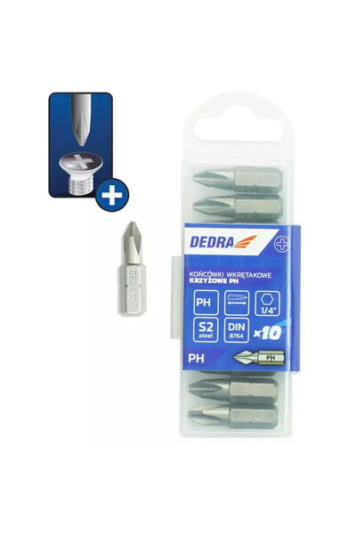 DEDRA EXIM Capete de ЕџurubelnitДѓ Phillips PH3x25mm, 10buc cutie din plastic.