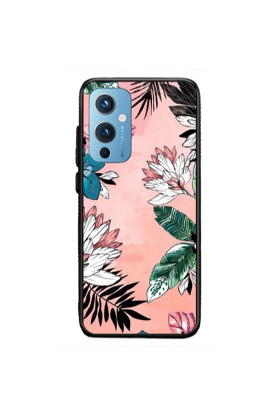 Other Oneplus 9 5G Tropical flowers Black Glossy Θήκη