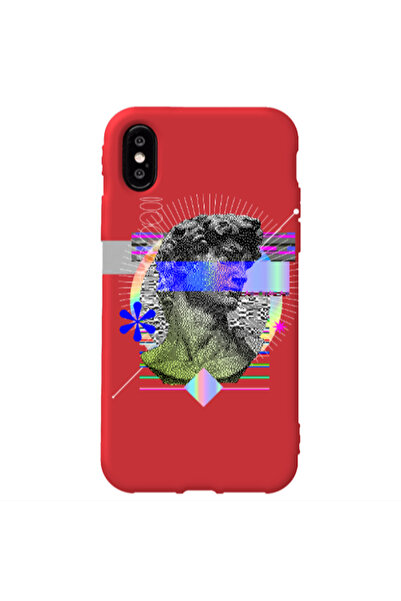 Other Apple iPhone X Statue pixels Red Colored Silicone TPU Θήκη